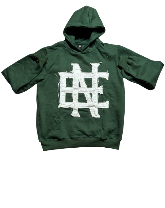 Oversized Forest green distressed hoodie