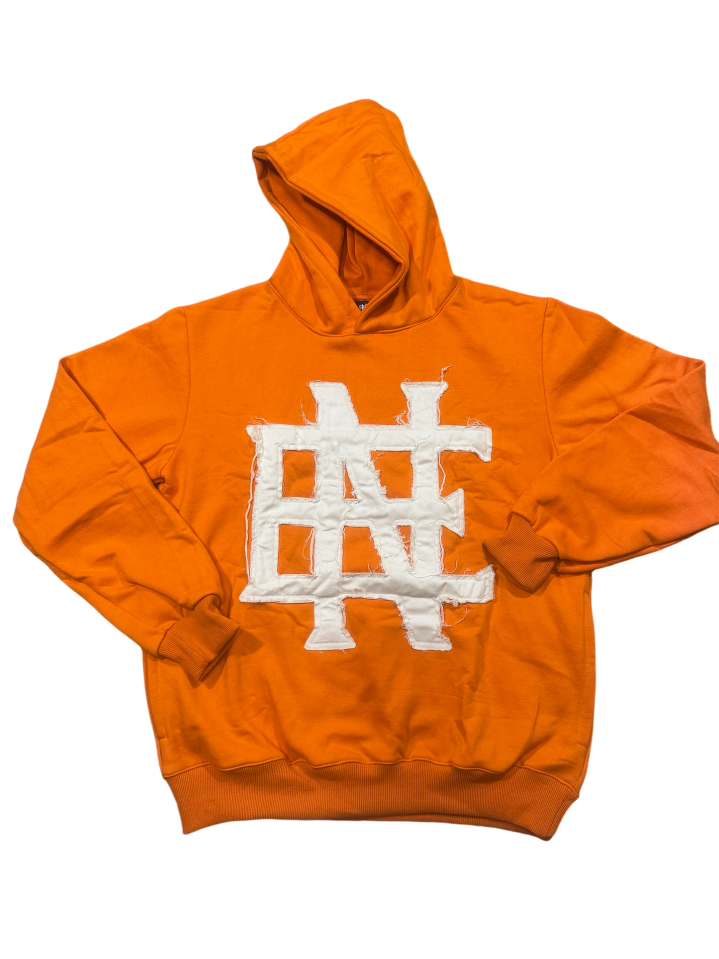 Oversized orange distressed hoodie