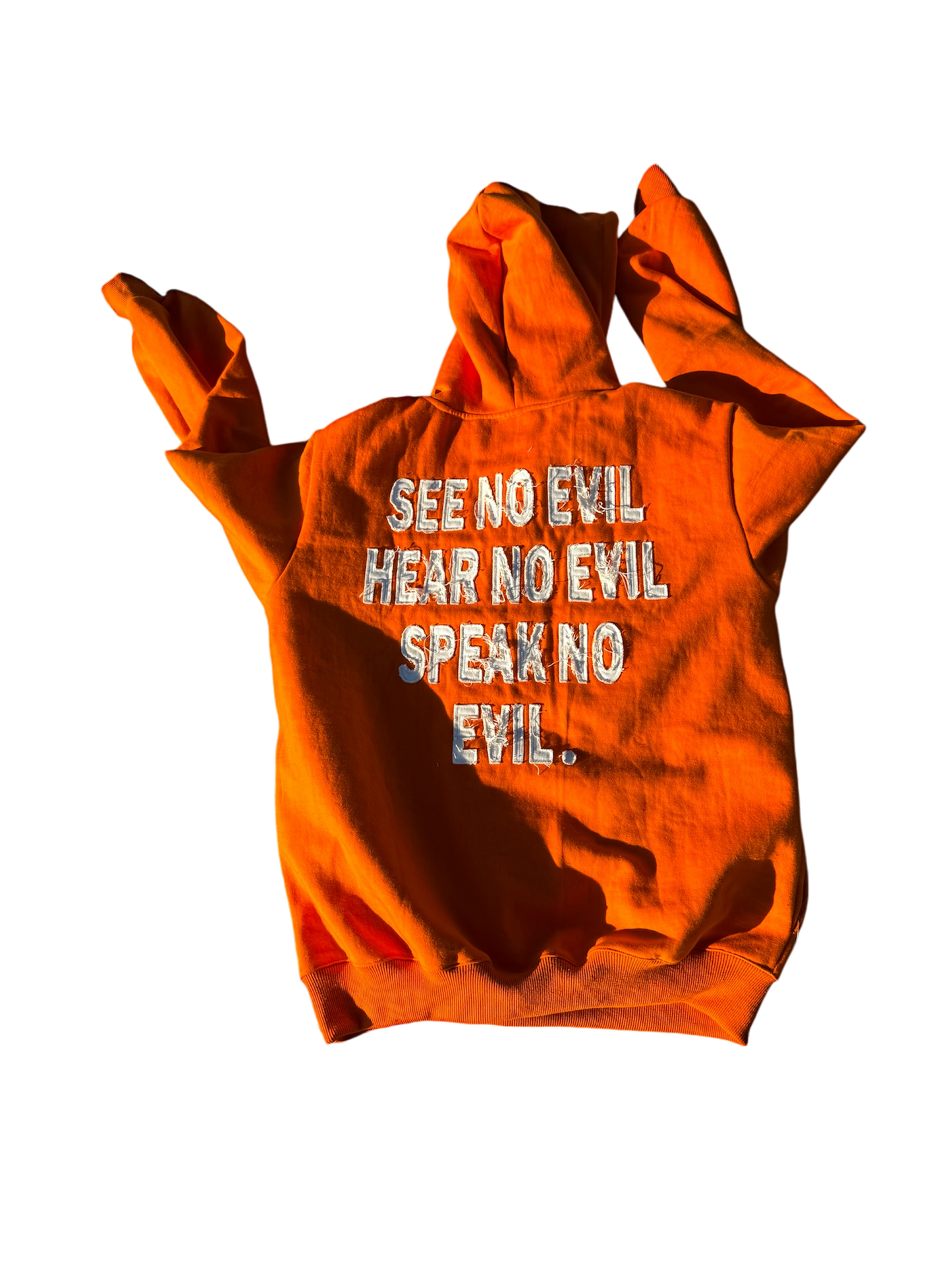 Oversized orange distressed hoodie